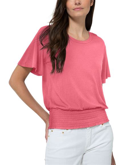 michael kors women's tops on sale|michael kors smocked waist top.